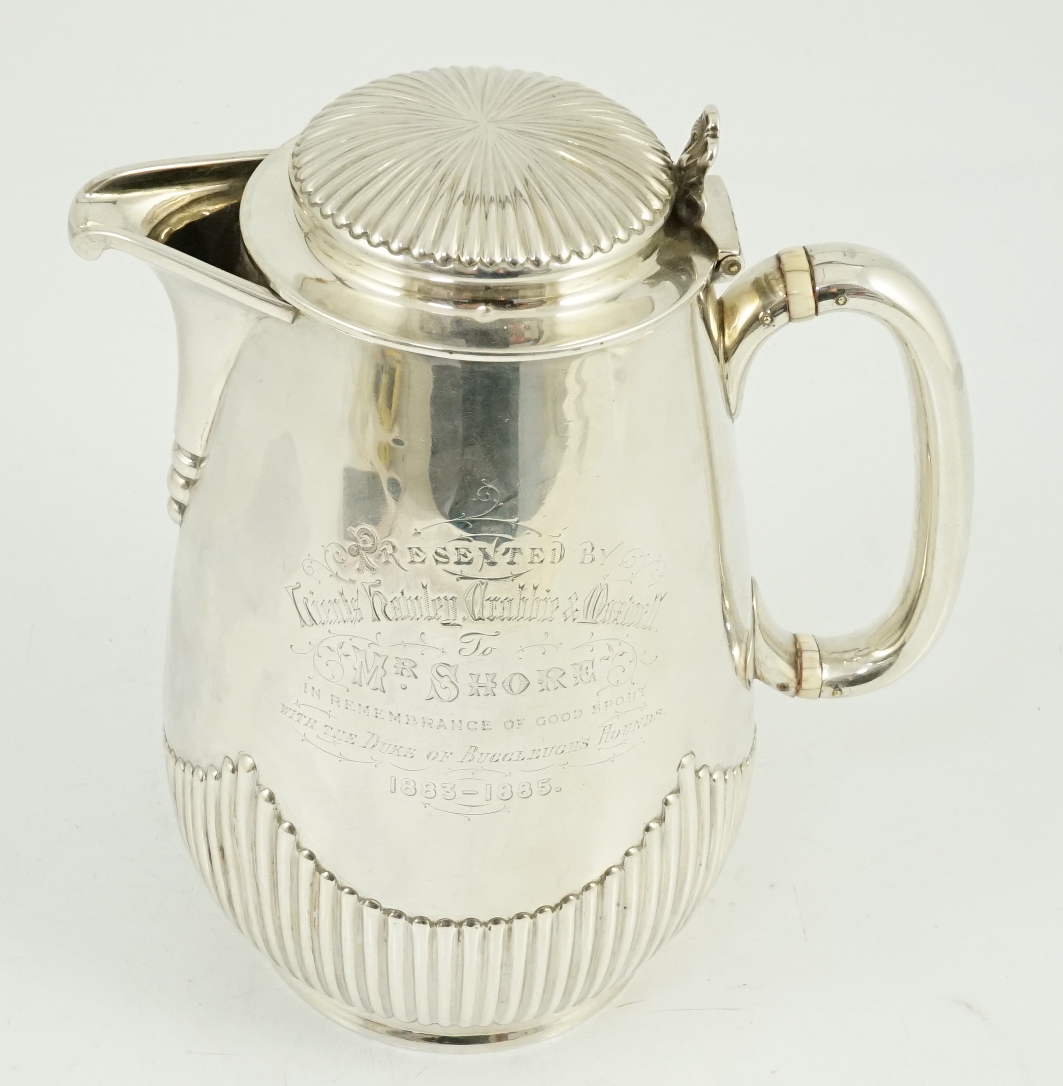 The Royal Scots Greys. A Victorian Scottish silver hotwater pot, Hamilton & Inches, Edinburgh, 1882